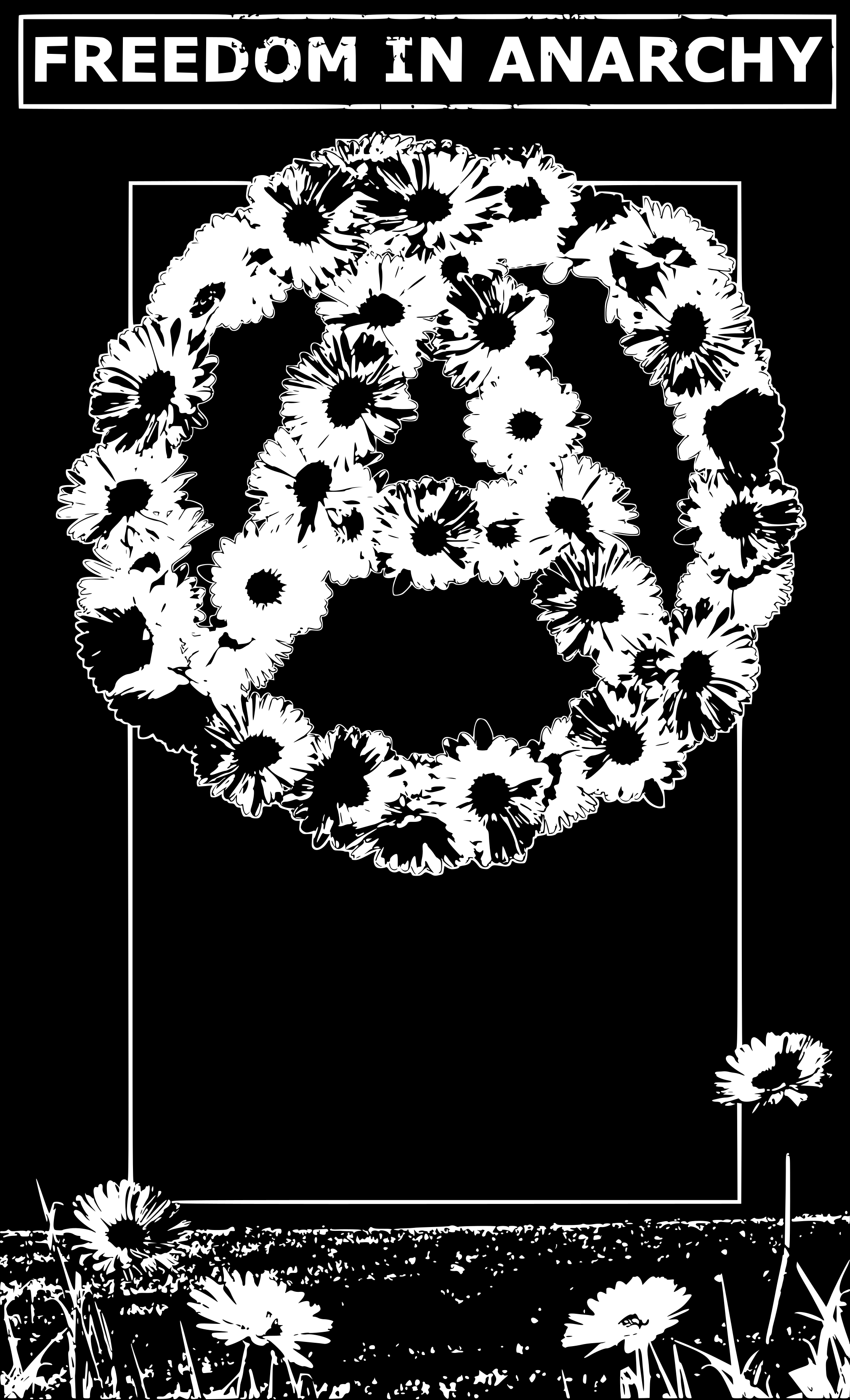 Ein Circle A aus Blumen, oben steht Freedom in Anarchy.